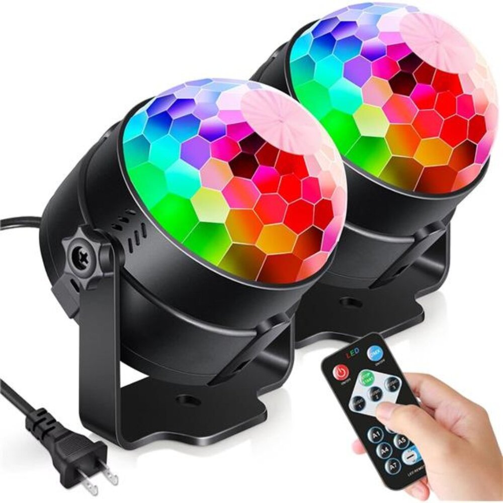 New 2-Pack Sound Activated Party Lights with Remote Control, Disco Ball